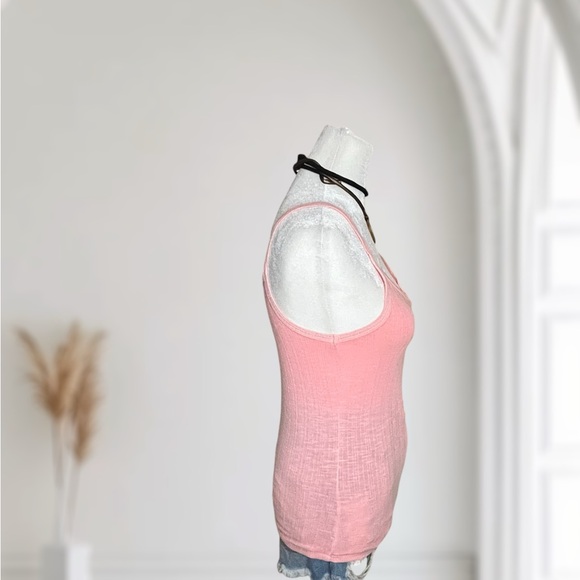 Universal Thread Pink Ribbed V-Neck Tank Top Medium - Picture 5 of 9